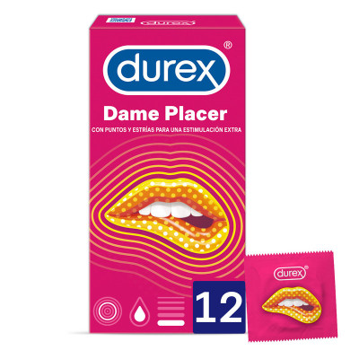 Durex Preservativos Dame Placer Con Puntos Y Estrías - 12...