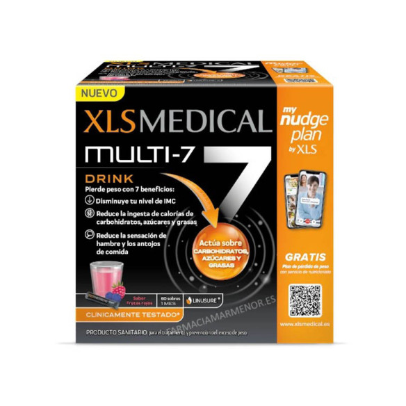 XLS MEDICAL MULTI 7 DRINK 60 SOBRES SABOR FRUTOS ROJOS