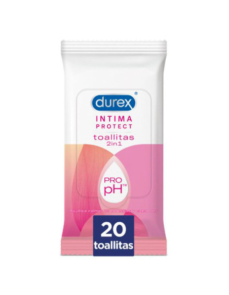 Durex Intima Protect Toallitas Íntimas 2In1, Fórmula Pro-Ph  20 Toallitas